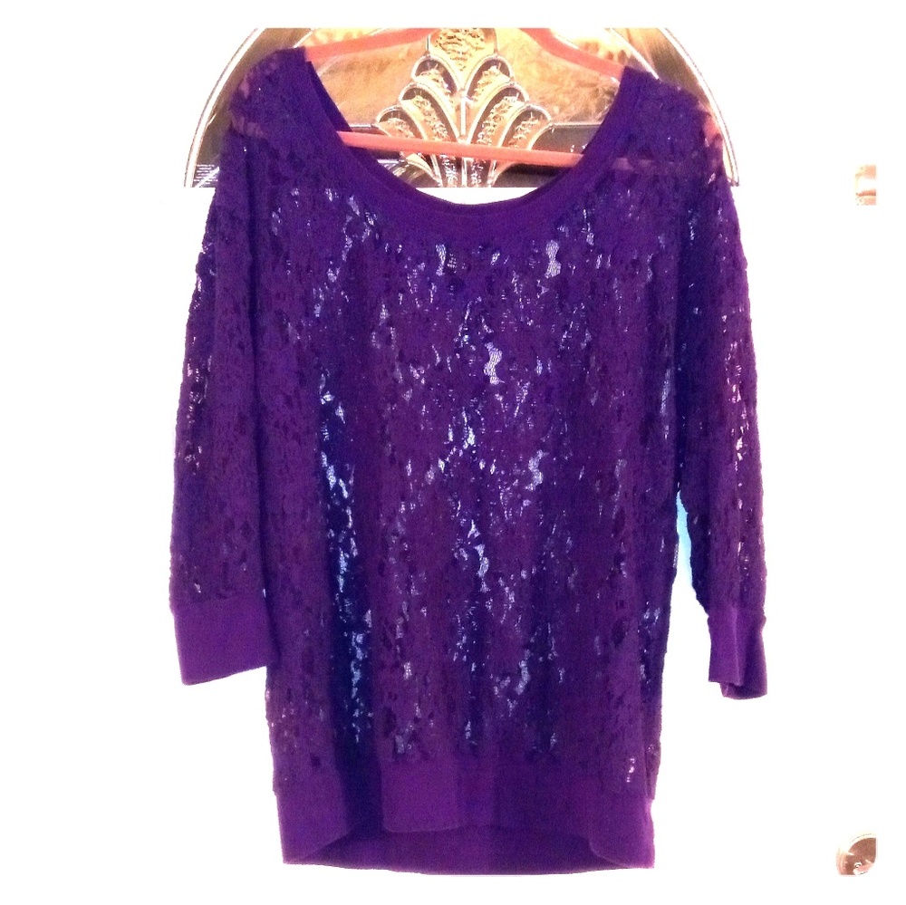 Torrid purple lace 3/4 sleeve top